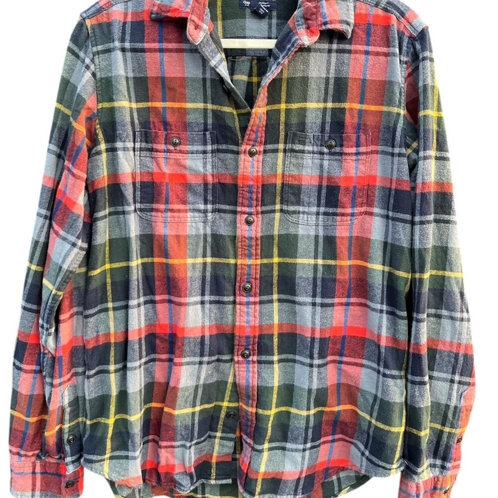 Gap Multi-coloured plaid button-up flannel sh